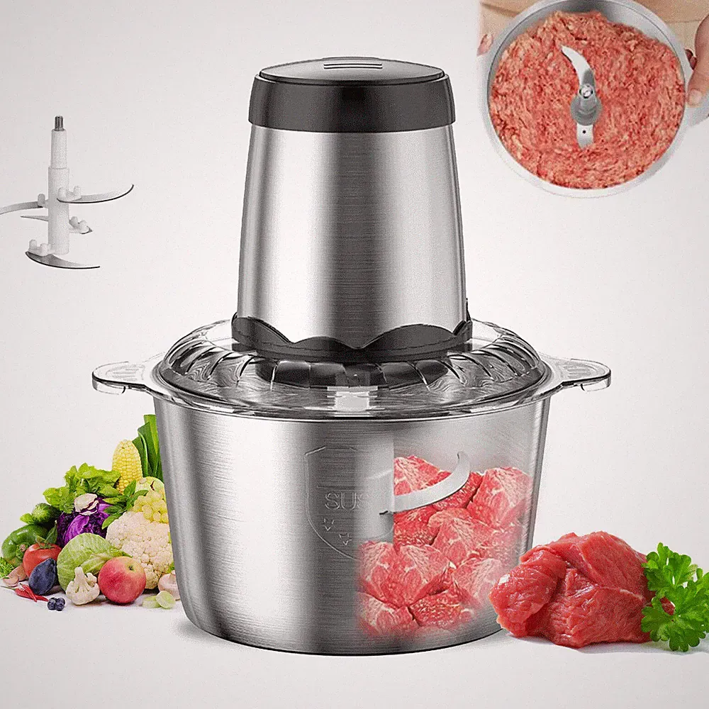 300W Electric Food Processor Kitchen Food Chopper Blender Stainless Steel 2L