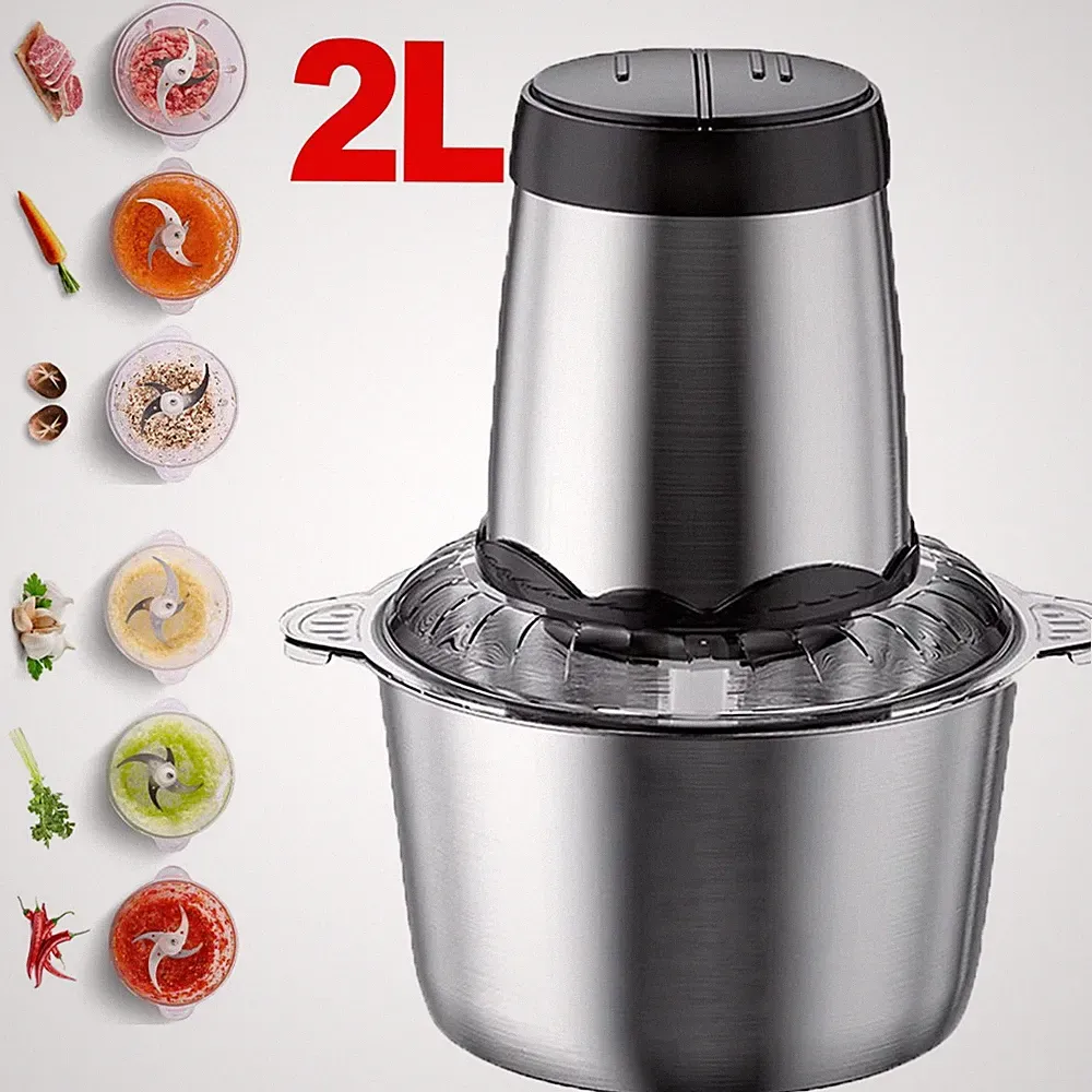 300W Electric Food Vege Chopper Food Processor Kitchen Meat Grinder Mixer 2L US
