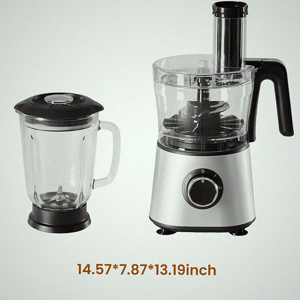 300W Food Processor with 1.5L Glass Jar Blender & Dough Tool 2-Speed Chopper