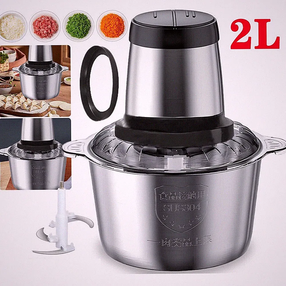 300WElectric Food Chopper Electric Stainless Steel Processor Meat Grinder Mixer.