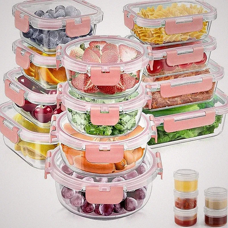 34-Piece Airtight Glass Food Storage Containers BPA-Free Meal Prep Set New