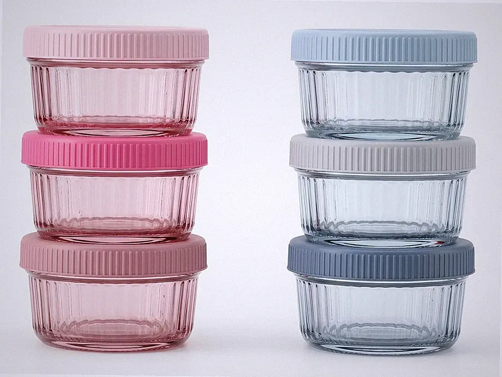 3pc Stackable Food Storage Containers Lids 5.75oz Mini Spice Jars Meal Prep Cups