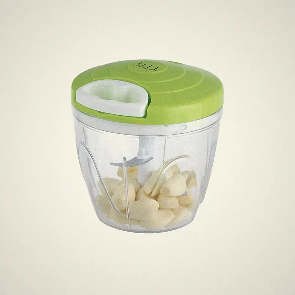 4.25 Cup Manual Mini Food Processor – 1L Pull Cord Chopper with 5 Blades