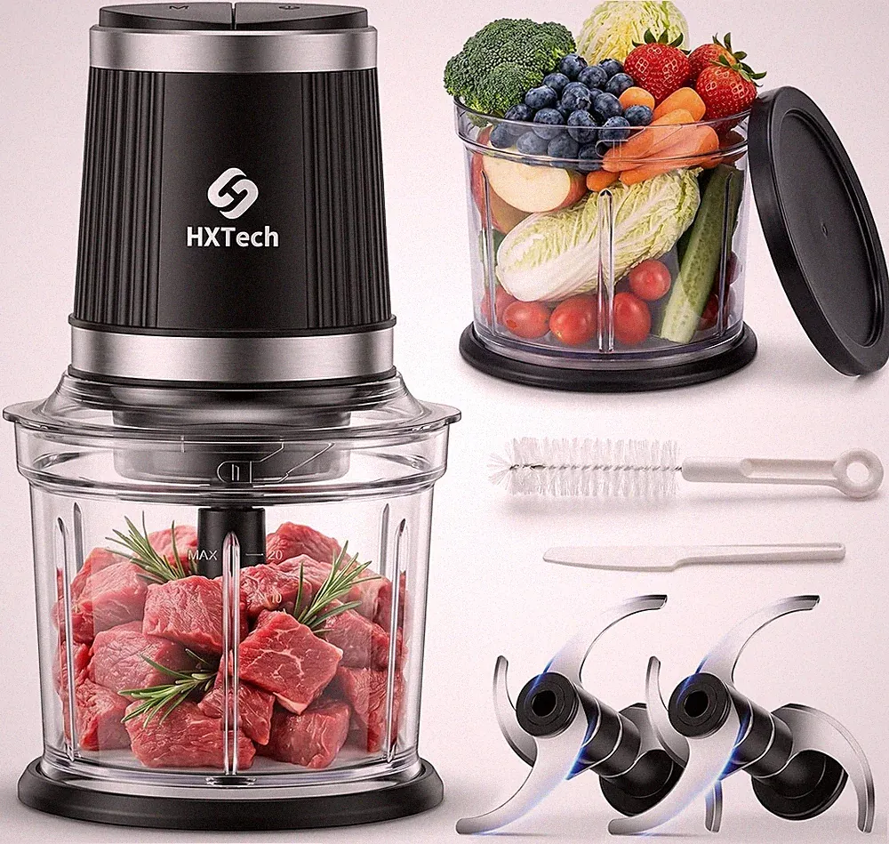 4 Cup Food Processor Set 2-Speed Electric Food Chopper W/ 2 Bowls
