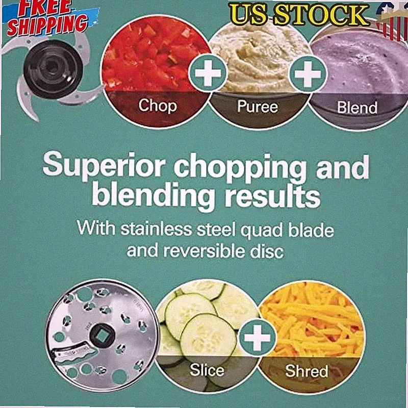 4-Cup Food Processor & Vegetable Chopper 250W Motor Leak-Proof Bowl Design New