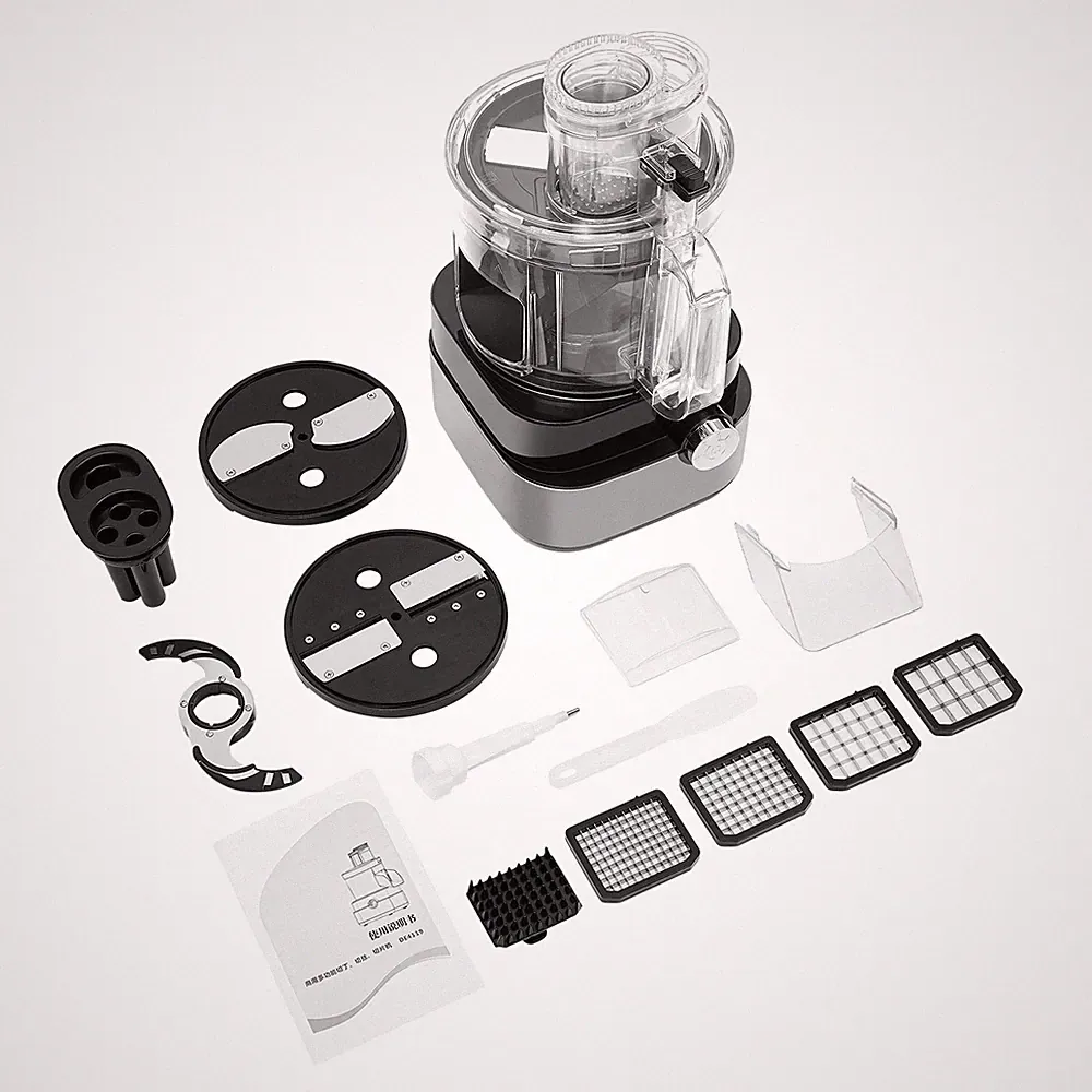 commercial food processor with dicing slicing shredding blades
