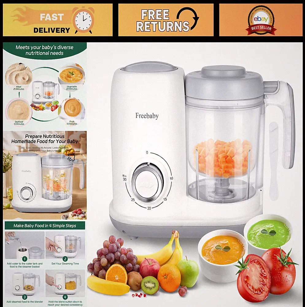 4 in 1 Baby Food Maker & Steamer, One Step Processor, 400ml Capacity, BPA-Free