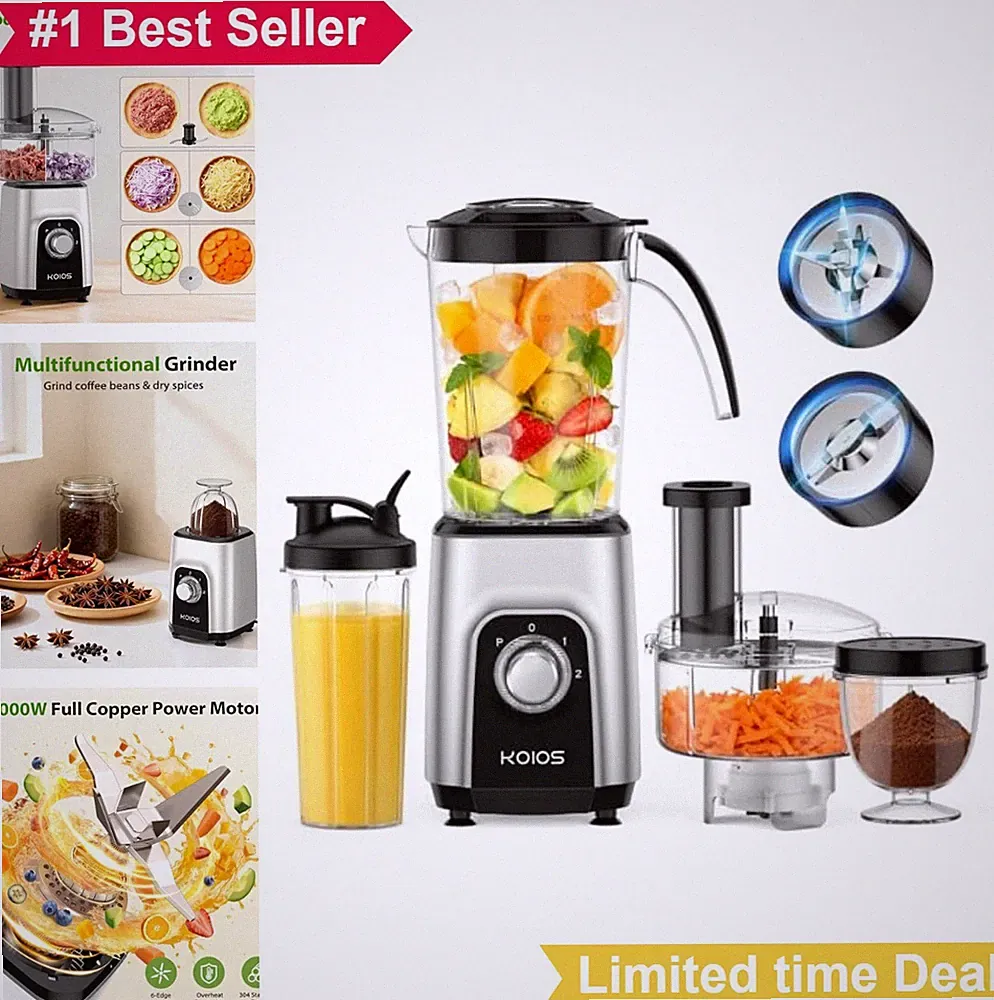4-in-1 Blender Food Processor Combo 1000W Stainless Steel BPA Free Dishwasher