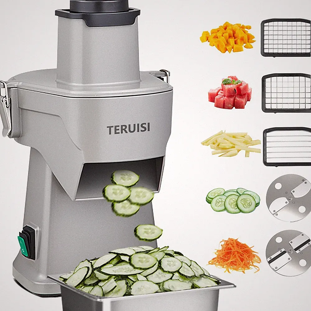 4-In-1 Electric Vegetable Chopper Slicer Shredder Dicer Commercial Home Use Gray