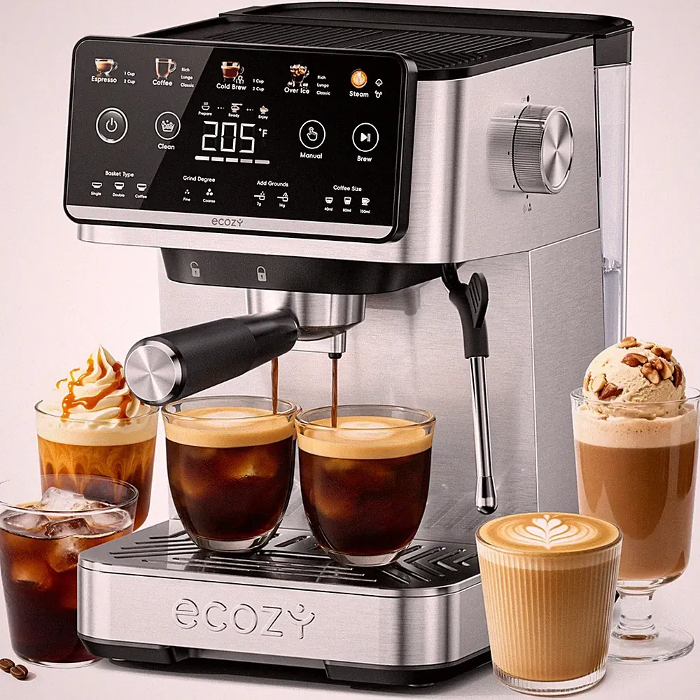 4-in-1 Espresso Machine and Coffee Maker Combo with Milk Frother, Cold Brew &...