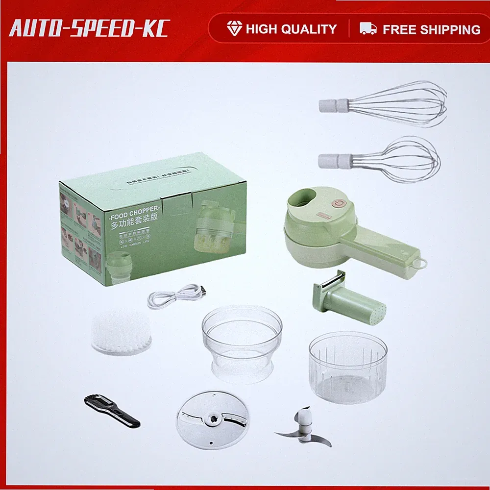 4-in-1 Handheld Electric Food Chopper, Cutter for Vegetable Garlic Ginger Meat