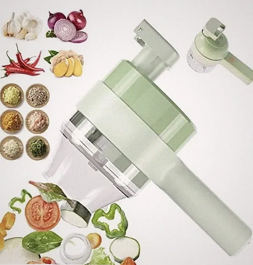 4 in 1 Handheld Electric Vegetable Cutter Set USB Charger Ginger Grinder Machine