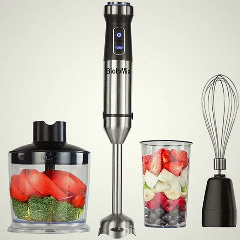 4 In 1 Handheld Immersion Blender Mixer 1100W w/ 500ml Food Chopper Beaker Whisk