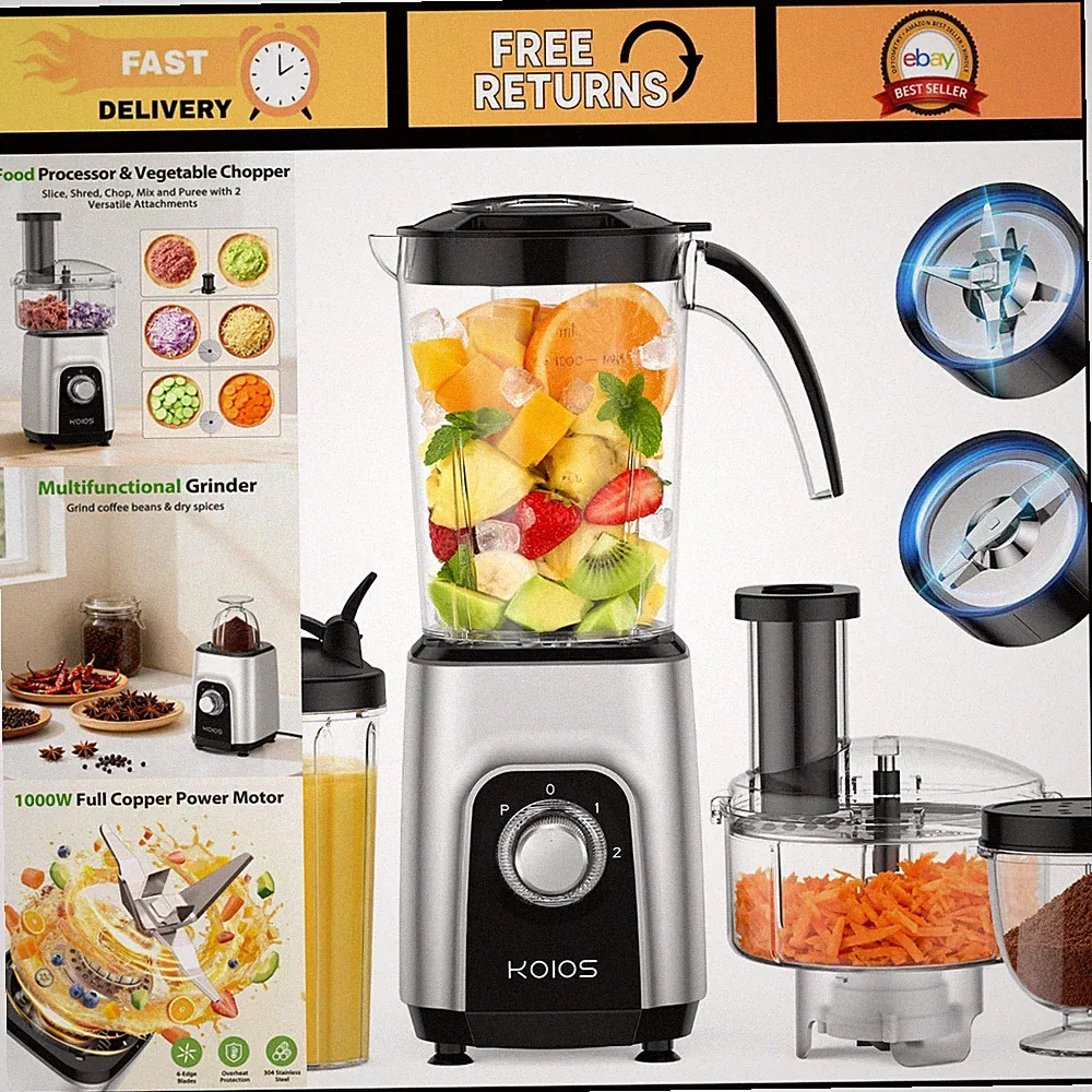 4-in-1 High-Power Blender & Food Processor Combo, 1000W, Dishwasher Safe, Versat