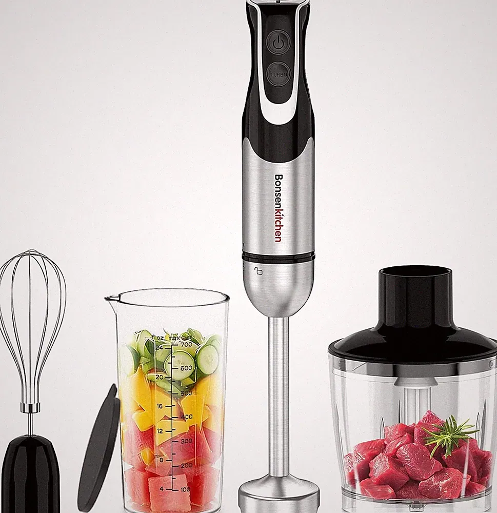 4-in-1 Immersion Blender Handheld W/ Food Processor 12 Speeds Hand Blender W/