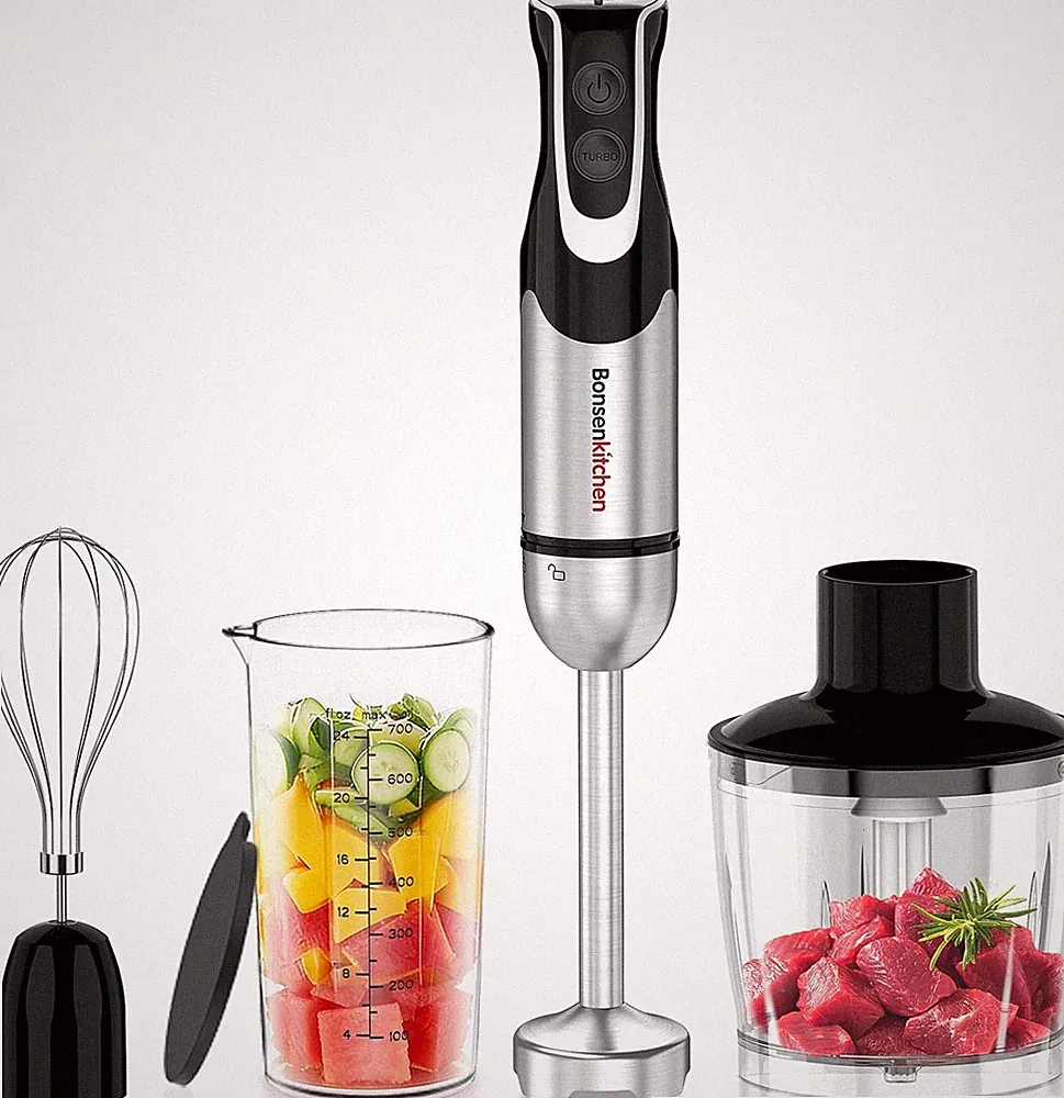4-In-1 Immersion Blender Handheld with Food Processor, 12 Speeds Hand Blender wi