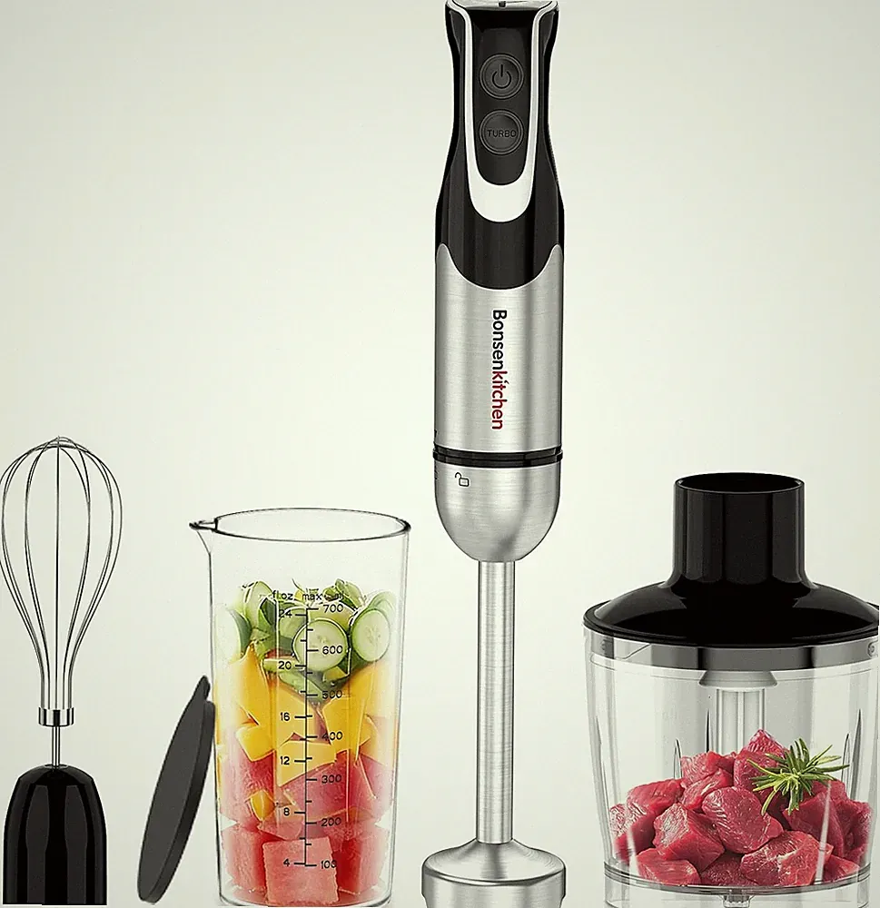 4-In-1 Immersion Blender Handheld with Food Processor, 12 Speeds Hand Blender wi