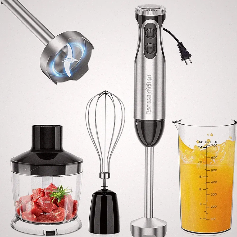 4-in-1 Immersion Blender Handheld with Food Processor