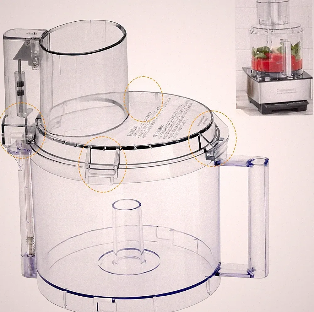 4 Locking Tabs DLC-005AGTXT1 Bowl and DFP-14NWBCT1X Cover 14-Cup Food Processor