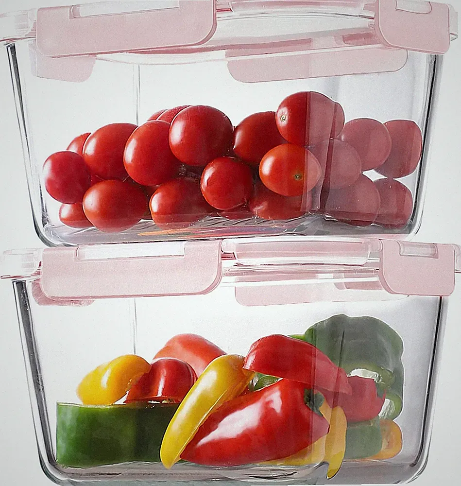 4 Pieces 63Oz/8Cup Large Glass Food Storage Containers with Lids, Meal Prep Cont