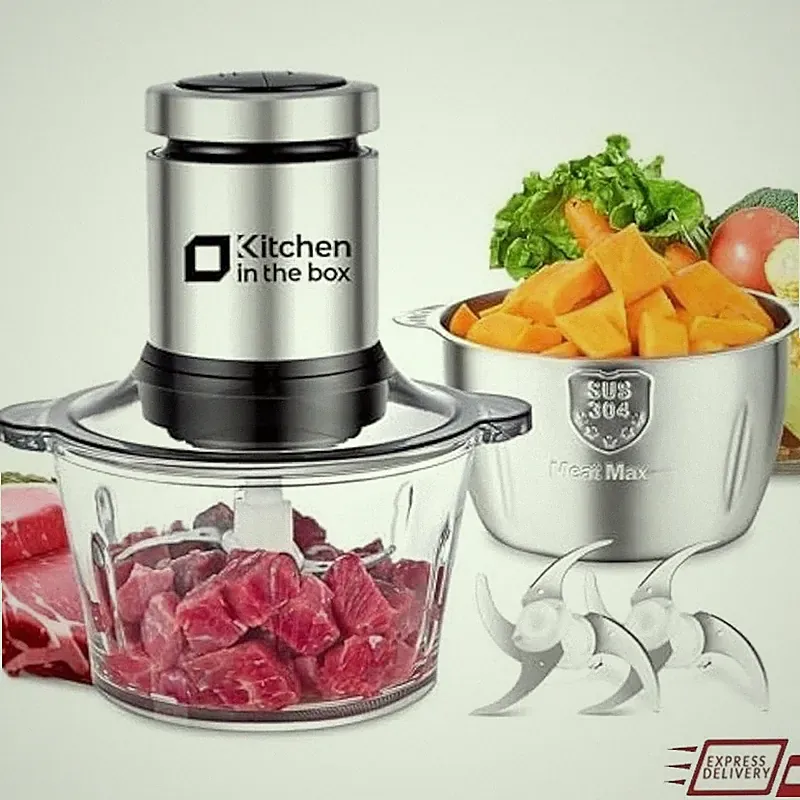 400W All-Copper Food Processor 2 Bowls 2 Sets S Blades 2 Speeds Chopping New