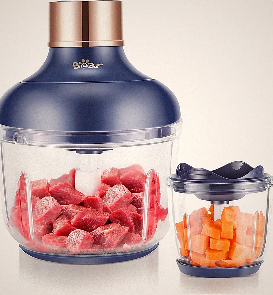 400W Food Processor 2-Speed with 2 Glass Bowls Meat Vegetable Chopper