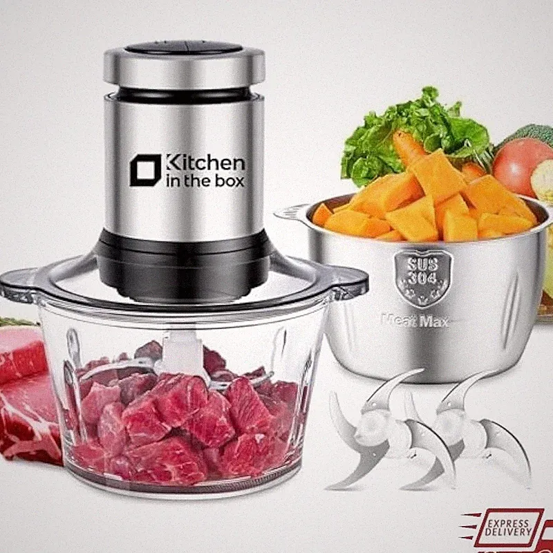 400W Food Processor Meat Grinder Vegetable Chopper 8 Cup S-Blades 2 Speed
