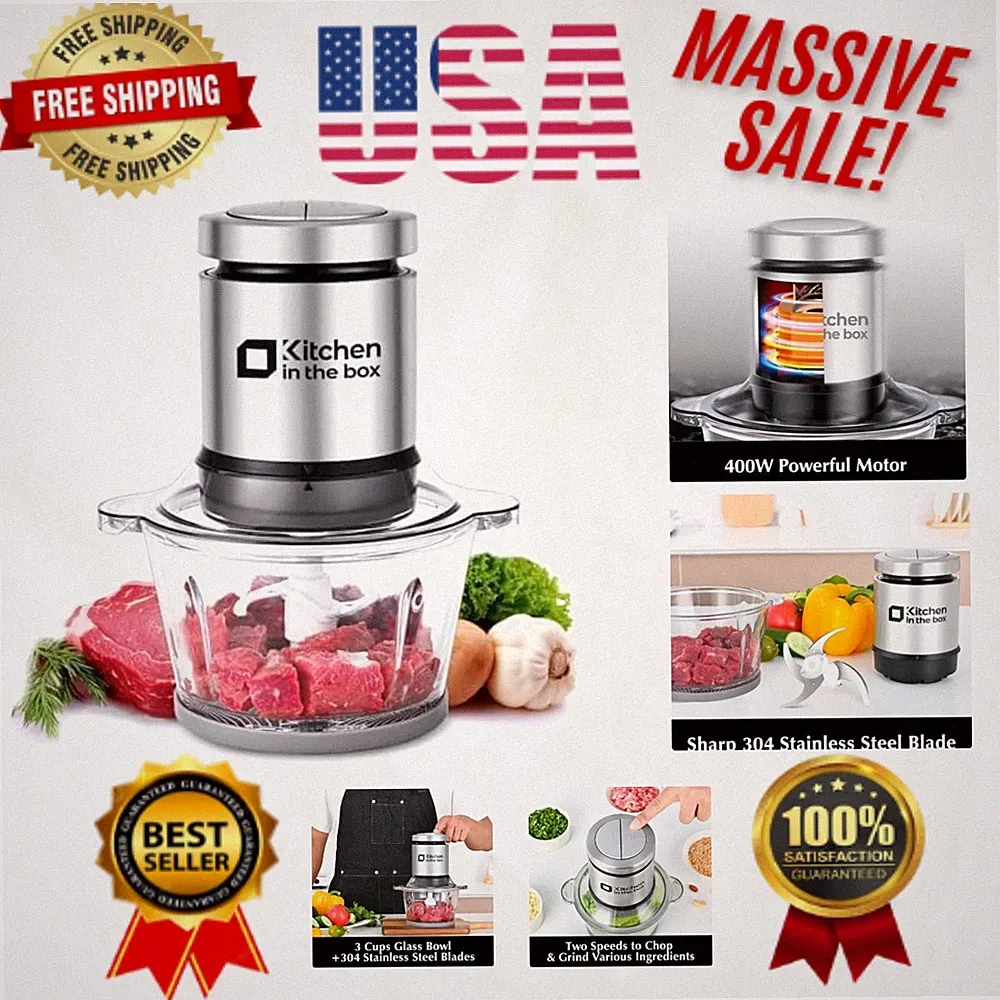 400W Mini Food Processor - Powerful Meat Grinder & Vegetable Chopper, 3 Cup Bowl
