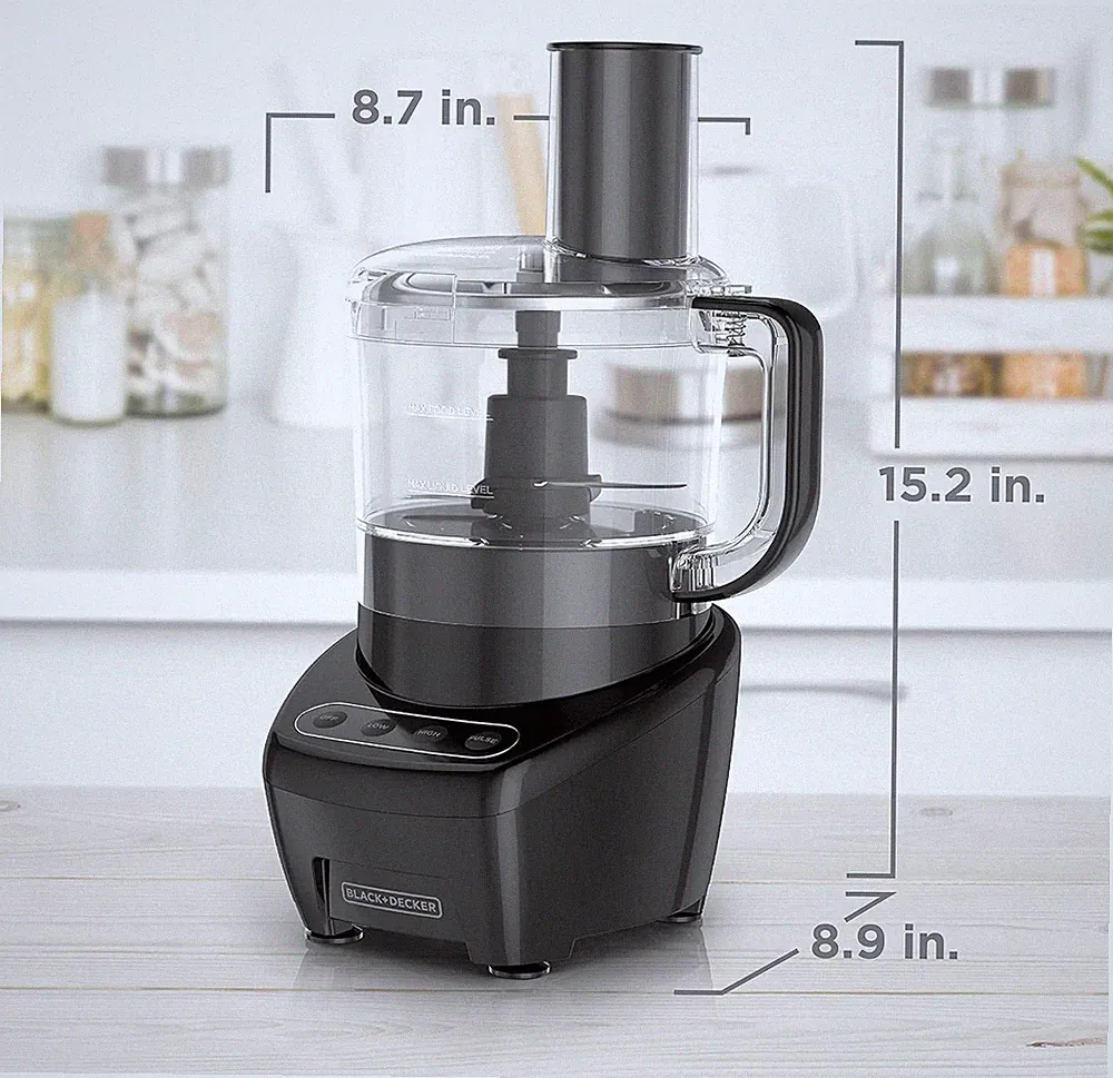 450W Motor 3-in-1 Easy Assembly 8-Cup Food Processor Black for Home Kitchen US
