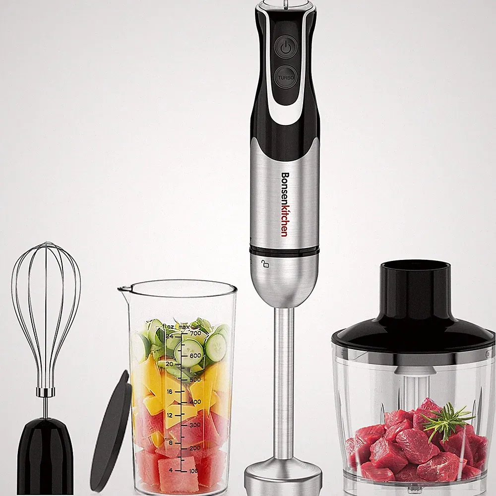 4in1 Immersion Hand Blender with Food Processor, 12 Speeds, Turbo, Whisk, Beak