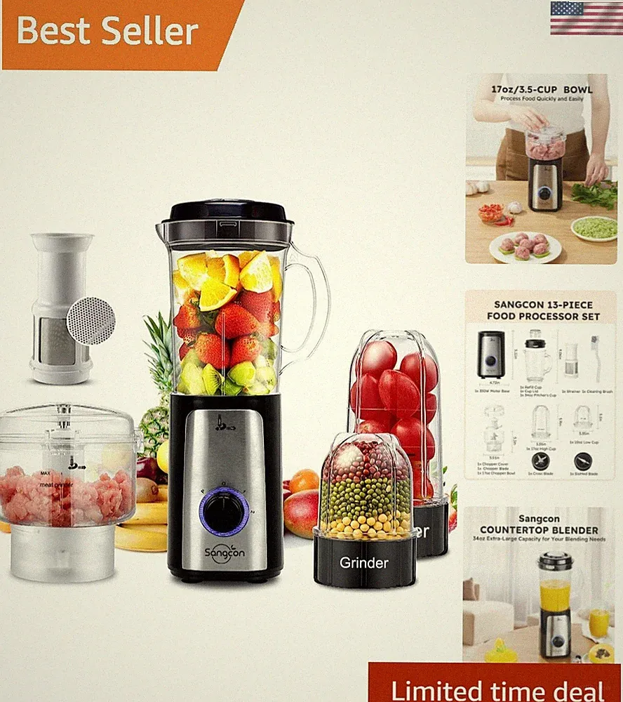 5 in 1 Blender and Food Processor Combo for Kitchen, Small Electric Food Chop...
