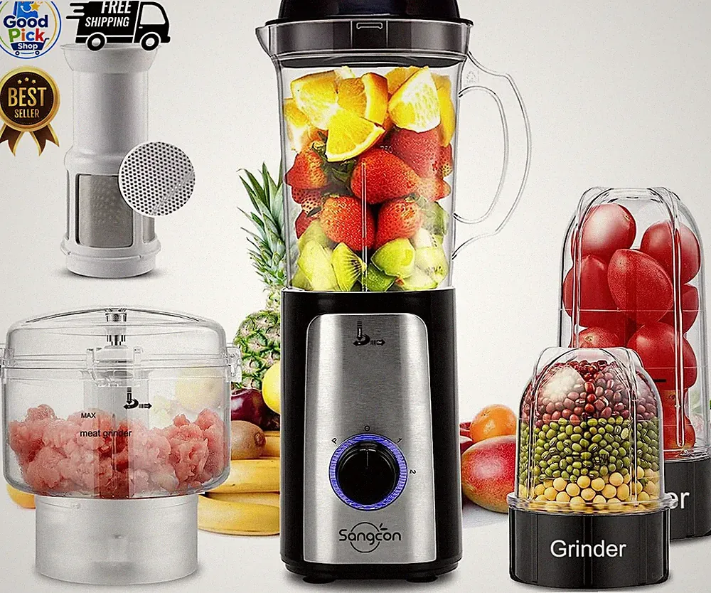 5 in 1 Blender Food Processor 350W 47oz Pitcher 2.5Cup Chopper 3 Blades BPA-Free