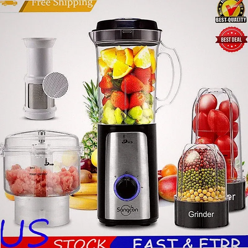 5 in 1 Blender Food Processor Combo Meat 350W 2 Speed Smoothies Shakes Kitchen