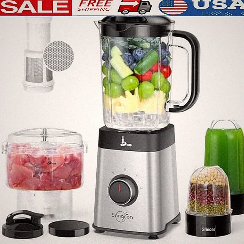 5 in 1 Blender Food Processor Combo Smoothie Maker Meat Grinder 40oz Jar Cups US