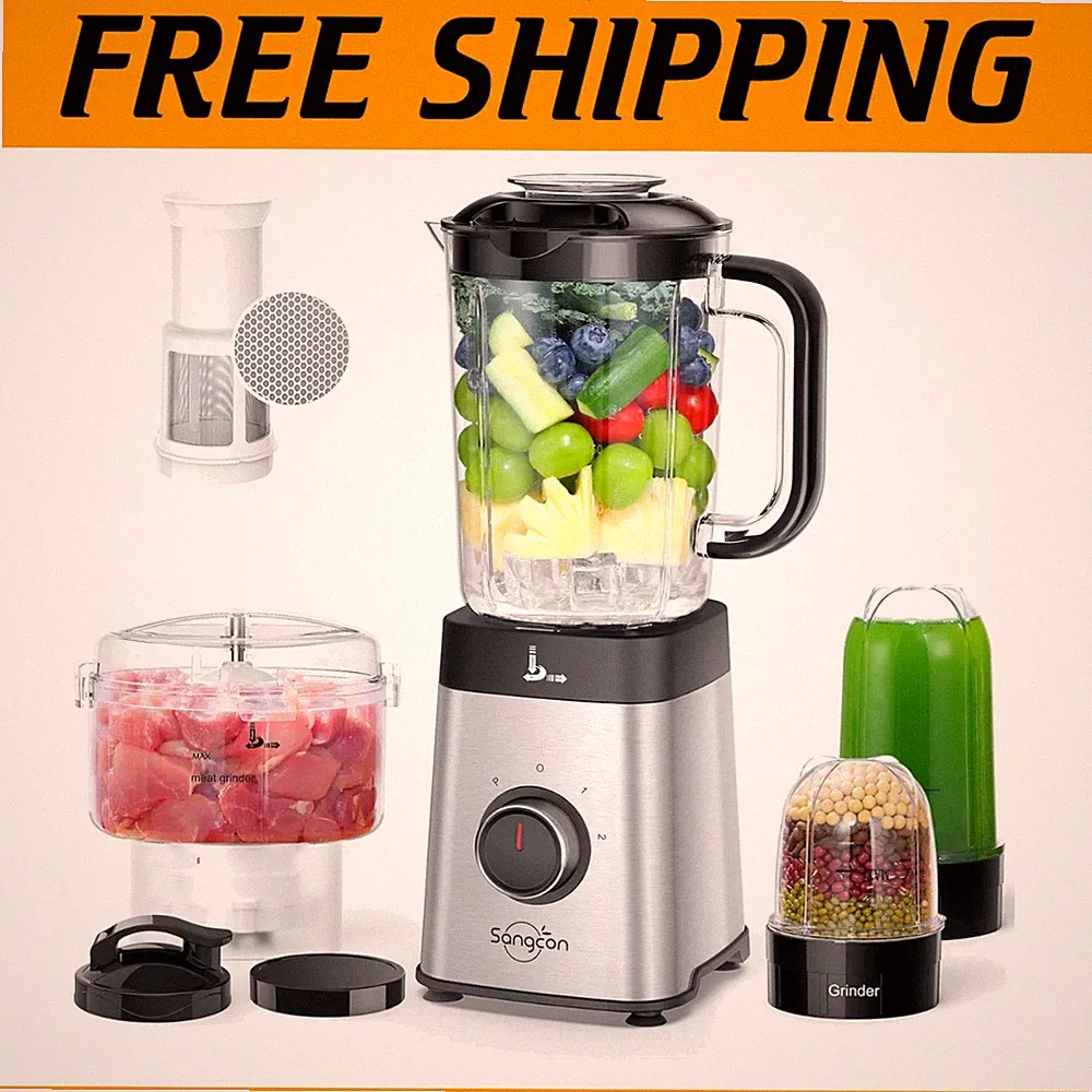 5-in-1 Blender & Food Processor Combo, Stainless Steel