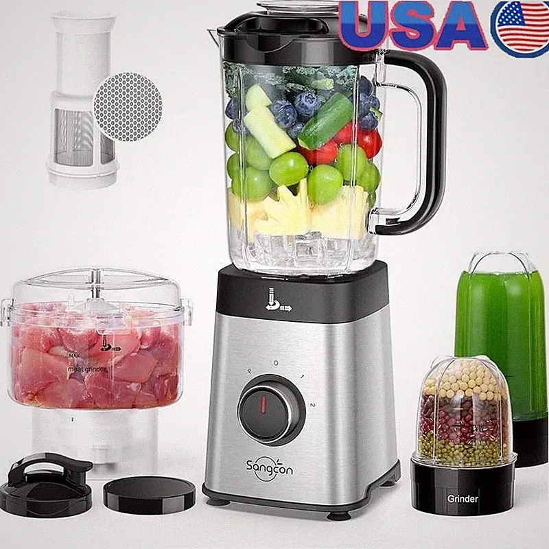 5 in 1 Blender Food Processor Smoothie Maker Meat Grinder Choppers 40oz Jar Cups