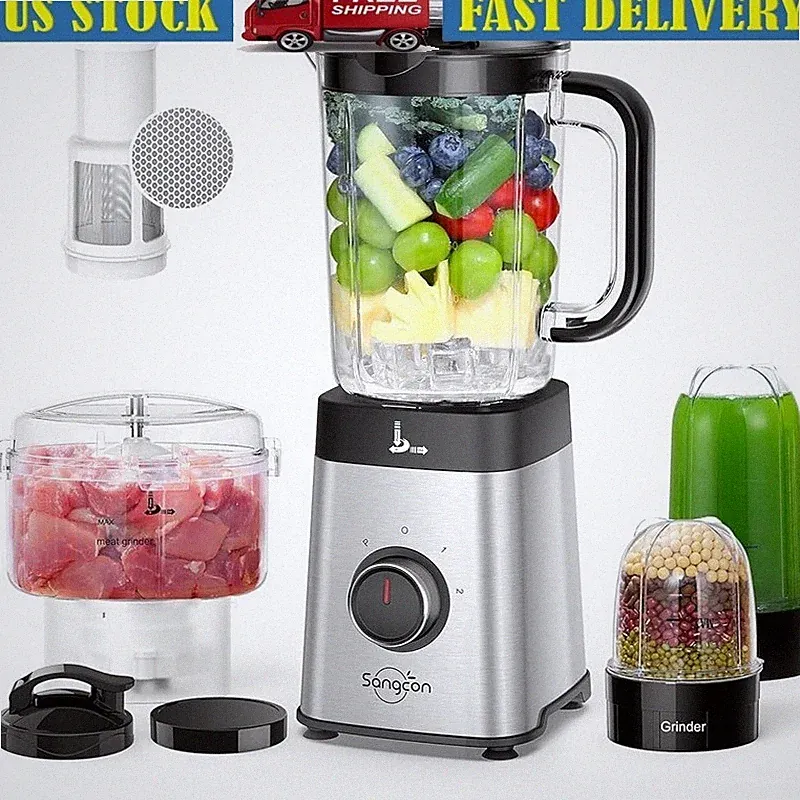 5 in 1 Blender Food Processor Smoothies Shakes Grinding W/ 4 Containers Blades