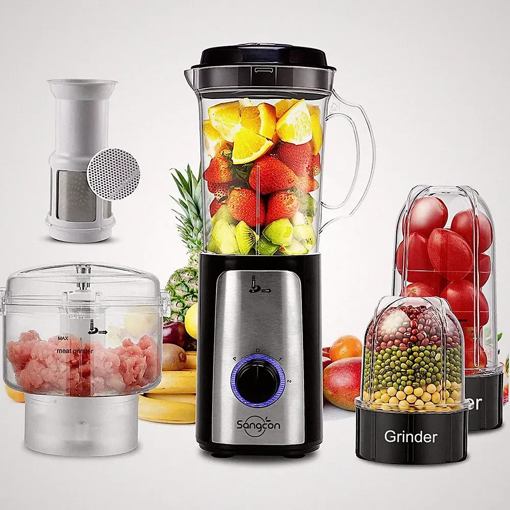 5-in-1 Food Processor Blender Combo for Smoothies Shakes Sauces Black & Silver