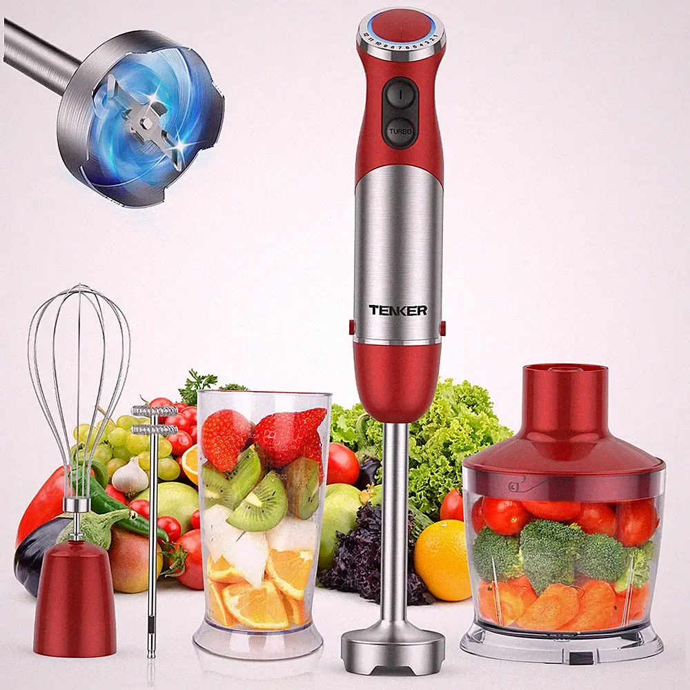 5 IN 1 Hand Immersion Blender 12 Speeds Food Processor 1000W Handheld Mix Stick