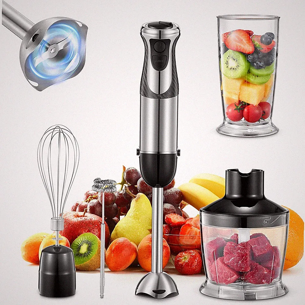 5-in-1 Handheld Blender, 400W, Stainless Steel Blade, Food Processor, Frother