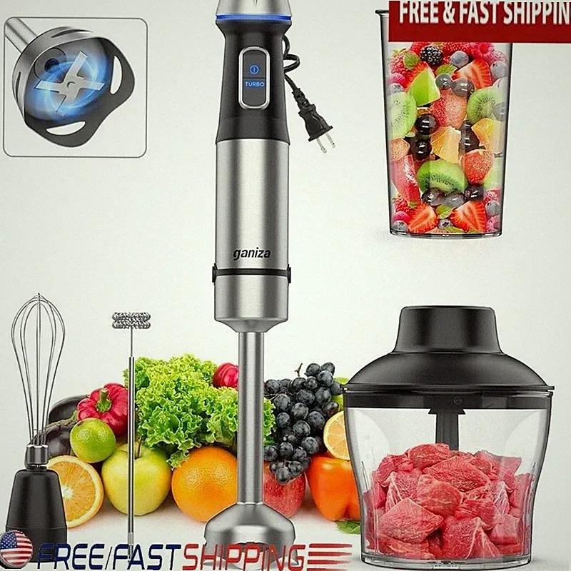 5 in 1 Immersion Blender 1000W 16 Speeds Stainless Steel Blades Chopper Whisk US