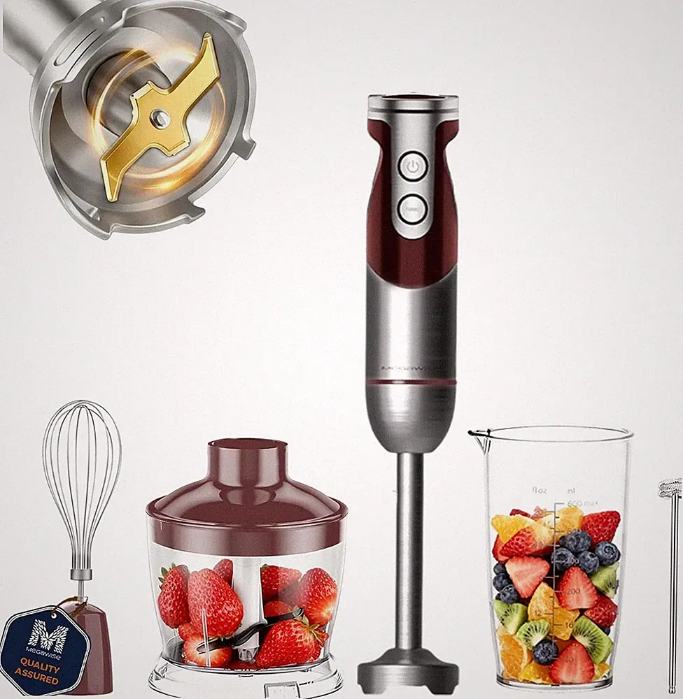 5-in-1 Immersion Blender with Titanium Blades & Accessories
