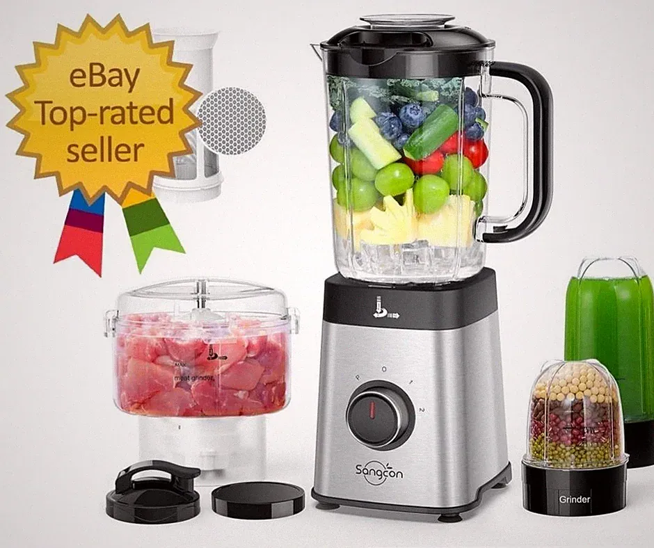 5-in-1 Kitchen Blender & Food Processor Combo, Smoothies, Meat Chopper, 40oz Jar
