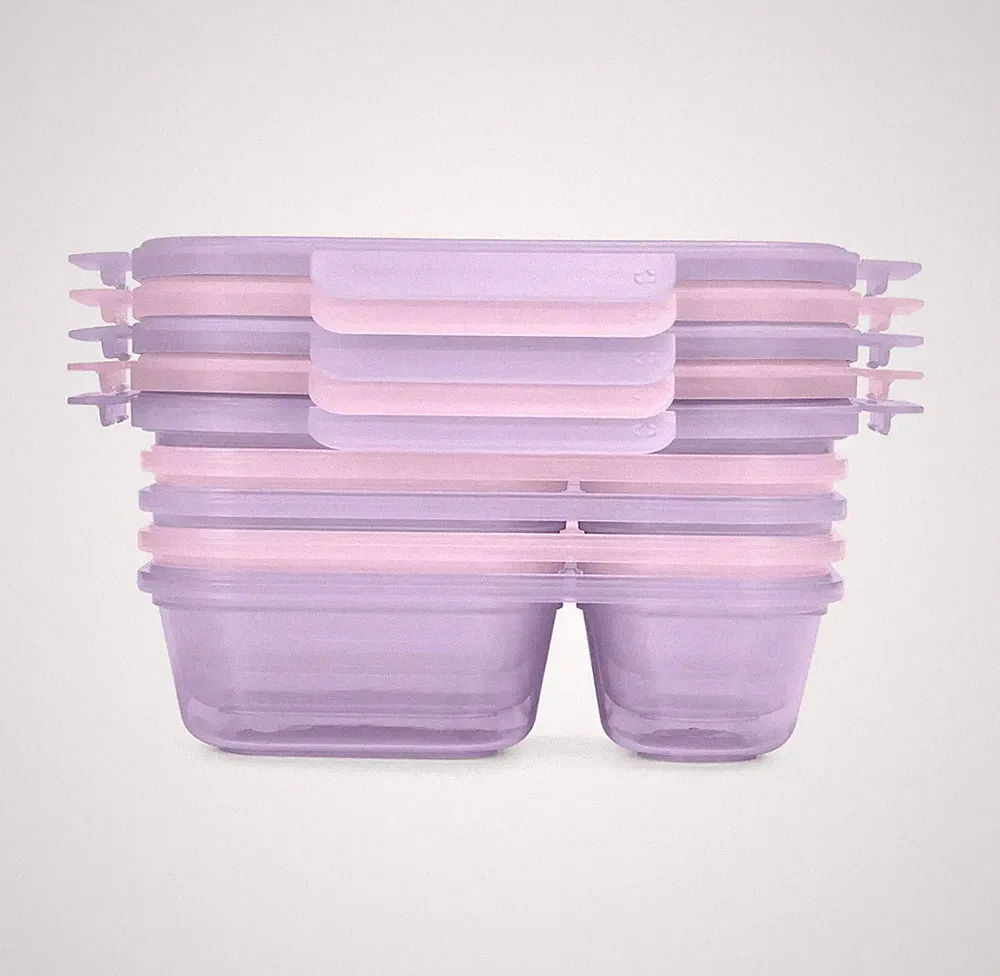 5 pack Divided Food Storage Container Set Pink