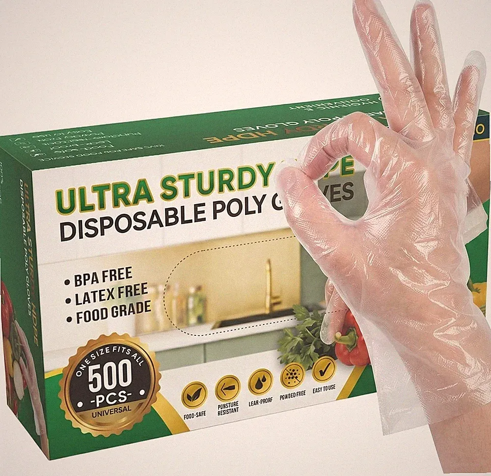 500 Count Disposable Food Prep Gloves, Clear Plastic Gloves for Kitchen Cooking