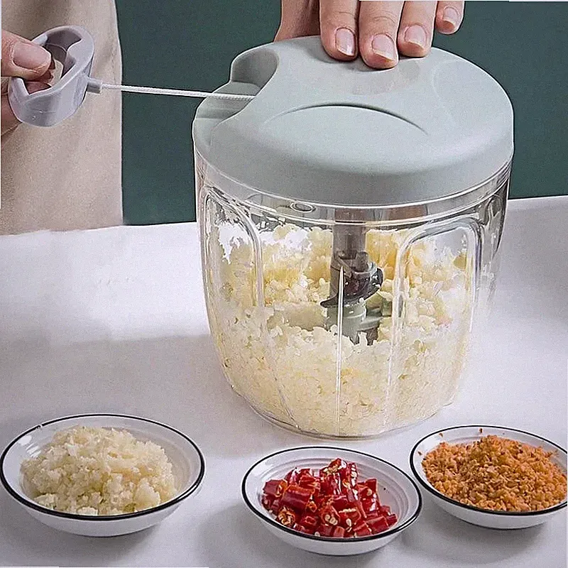 500ML/900ML Manual Vegetable Chopper Hand Pull Food Processor Onion Cutter Garli