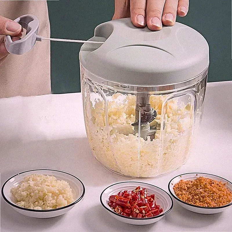 500ml Hand Chopper Manual Rope Food Processor Silcer Shredder Salad Maker