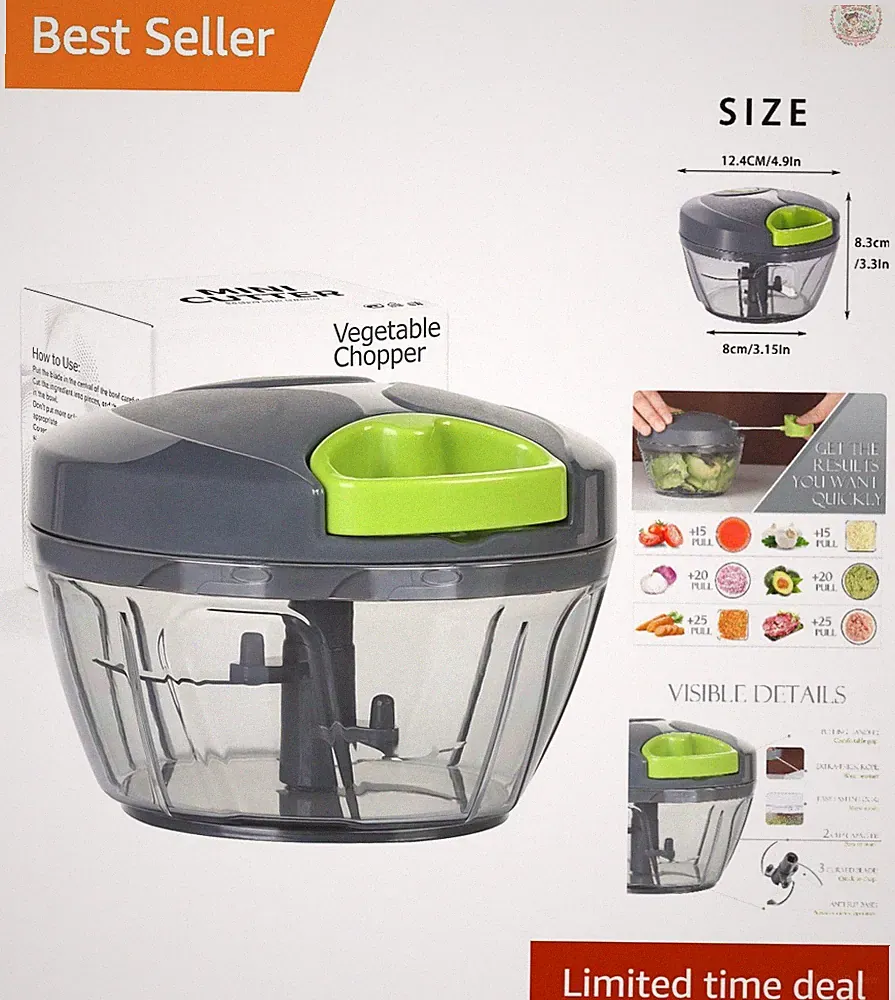 500ml Hand-Pull Vegetable Chopper - Effortless Garlic Mincer for Every Kitchen