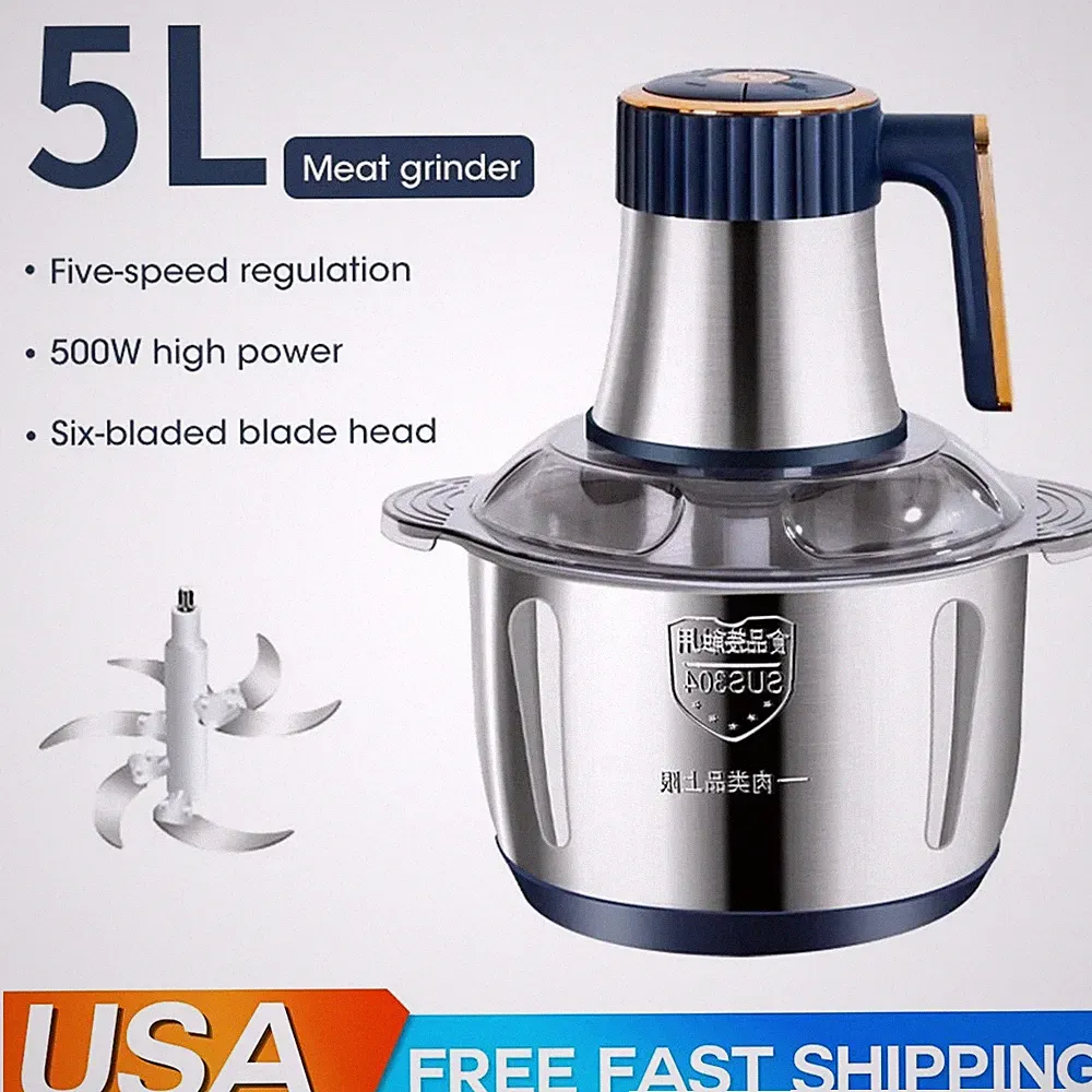 500W Electric Food Chopper Electric Stainless Steel Processor Meat Grinder Mixer