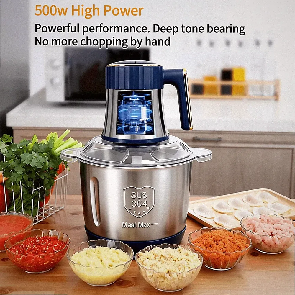 500W Electric Food Vege Chopper Food Processor Kitchen Meat Grinder Mixer 5L US